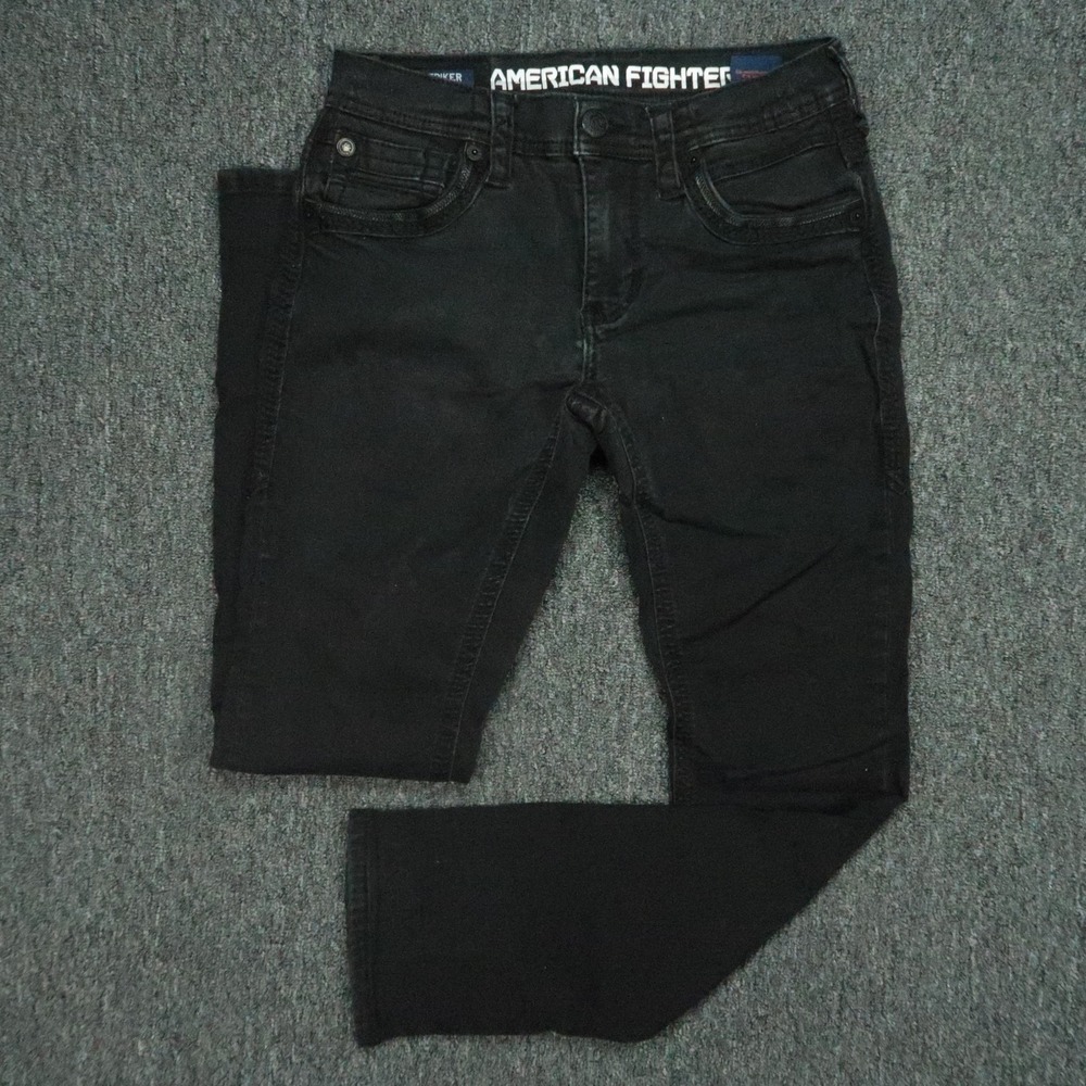 American Fighter Jeans Mens 30x32 Black Striker Relaxed Straight Stretch Denim‎